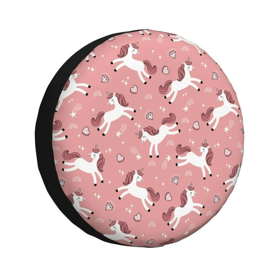 Spare Tire Cover, Cartoon Cute Horse Love Pink Wheel Cover Tire Covers For Trailers Car Truck Camper Universal Tire Covering Fits Diameter14"-17"