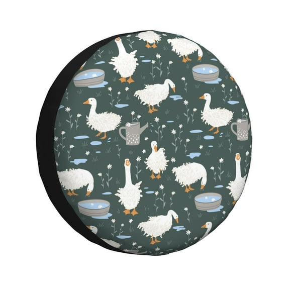Spare Tire Cover, Cartoon Flower Cute Duck Wheel Cover Tire Covers For Trailers Car Truck Camper Universal Tire Covering Fits Diameter14"-17"