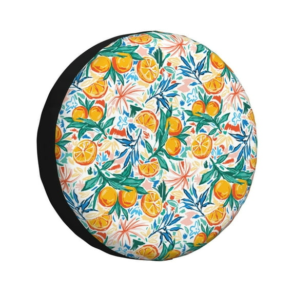 Spare Tire Cover, Colorful Flower Orange Wheel Cover Tire Covers For Trailers Car Truck Camper Universal Tire Covering Fits Diameter14"-17"