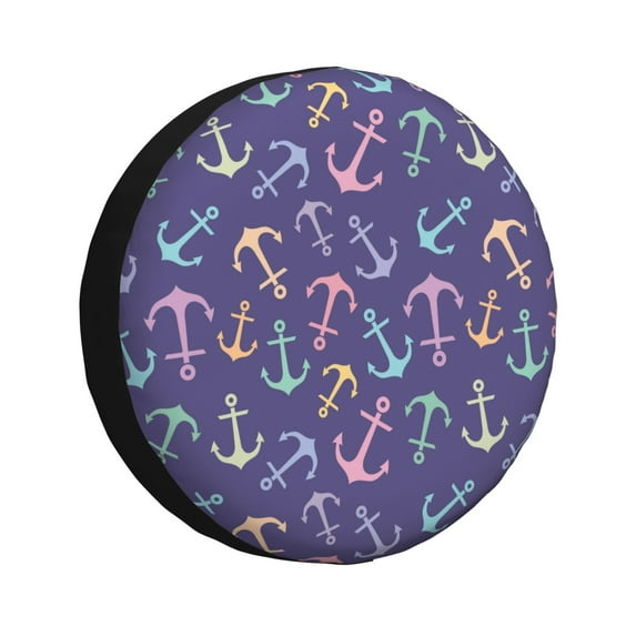 Spare Tire Cover, Colorful anchor purple cute Wheel Cover Tire Covers for Trailers Car Truck Camper Universal Tire Covering Fits Diameter 16 inch