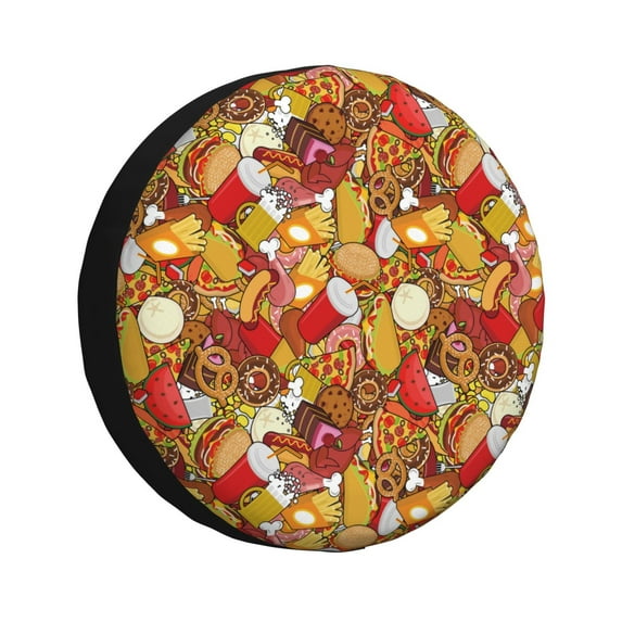 Spare Tire Cover, Cute Food Cake Chicken Leg Donuts Wheel Cover Tire Covers For Trailers Car Truck Camper Universal Tire Covering Fits Diameter14"-17"