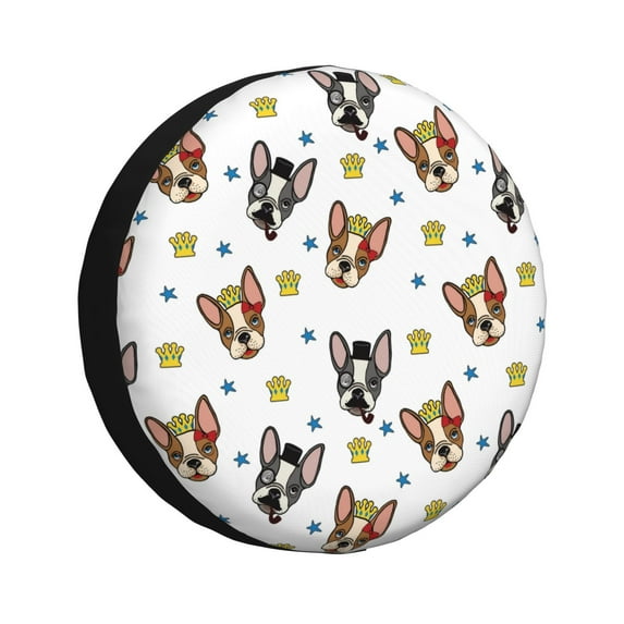 Spare Tire Cover, Cute French Bulldog Crown Wheel Cover Tire Covers For Trailers Car Truck Camper Universal Tire Covering Fits Diameter14"-17"