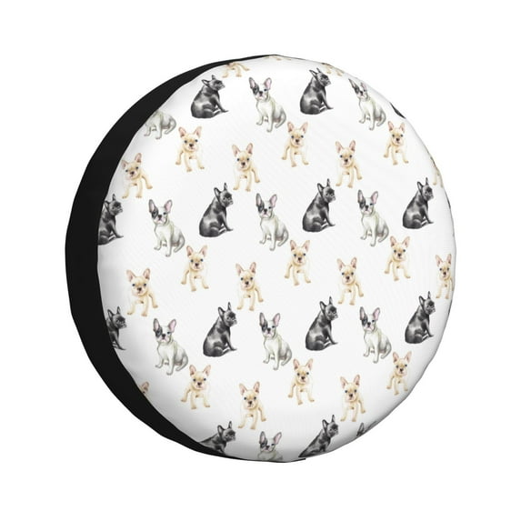 Spare Tire Cover, Cute French Bulldog Multicolor Wheel Cover Tire Covers For Trailers Car Truck Camper Universal Tire Covering Fits Diameter14"-17"