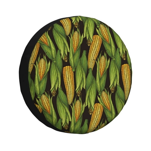 Spare Tire Cover, Cute Gold Corn Black Wheel Cover Tire Covers For Trailers Car Truck Camper Universal Tire Covering Fits Diameter14"-17"