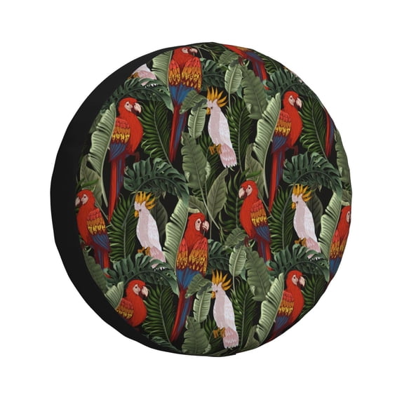 Spare Tire Cover, Edgy Cute Parrot Plant Wheel Cover Tire Covers For Trailers Car Truck Camper Universal Tire Covering Fits Diameter14"-17"
