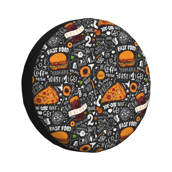 Spare Tire Cover, Fastfood 1 Wheel Cover Tire Covers for Trailers Car Truck Camper Universal Tire Covering Fits Diameter 14 inch