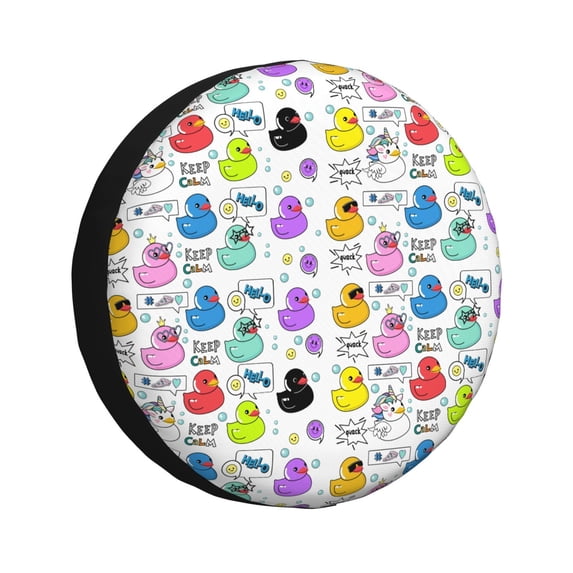 Spare Tire Cover, Funny Colorful Cute Duck Wheel Cover Tire Covers For Trailers Car Truck Camper Universal Tire Covering Fits Diameter14"-17"