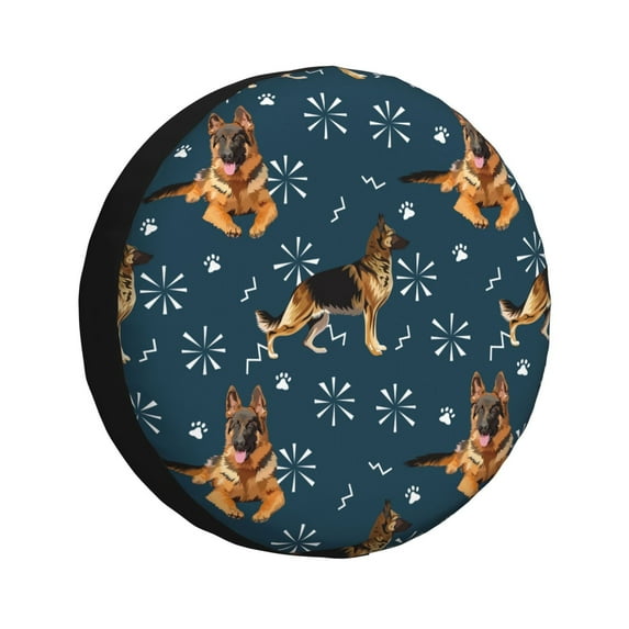 Spare Tire Cover, German Shepherd Dog Footprint Wheel Cover Tire Covers For Trailers Car Truck Camper Universal Tire Covering Fits Diameter14"-17"