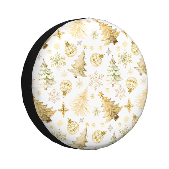 Spare Tire Cover, Gold Christmas Tree Wheel Cover Tire Covers for Trailers Car Truck Camper Universal Tire Covering Fits Diameter