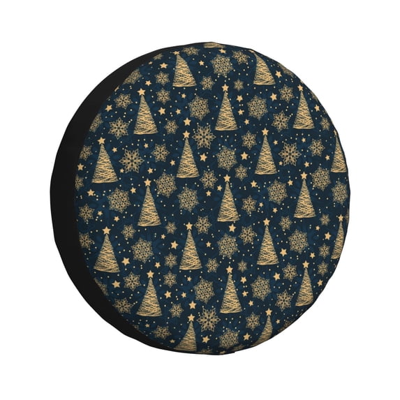 Spare Tire Cover, Gold Snowflake Christmas Tree Wheel Cover Tire Covers for Trailers Car Truck Camper Universal Tire Covering Fits Diameter 14 inch