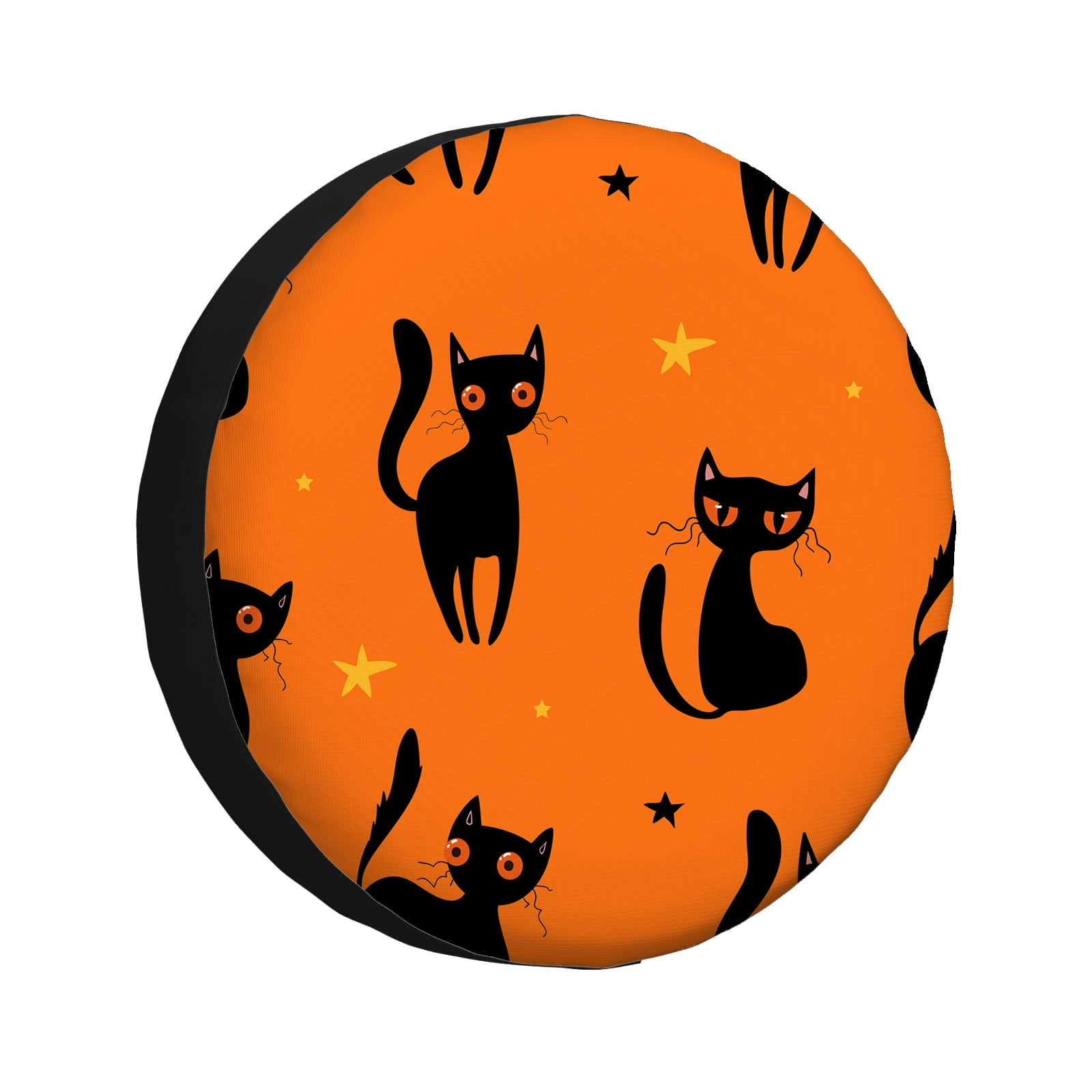 Spare Tire Cover Halloween Black Cat With Yellow Eyes Weatherproof