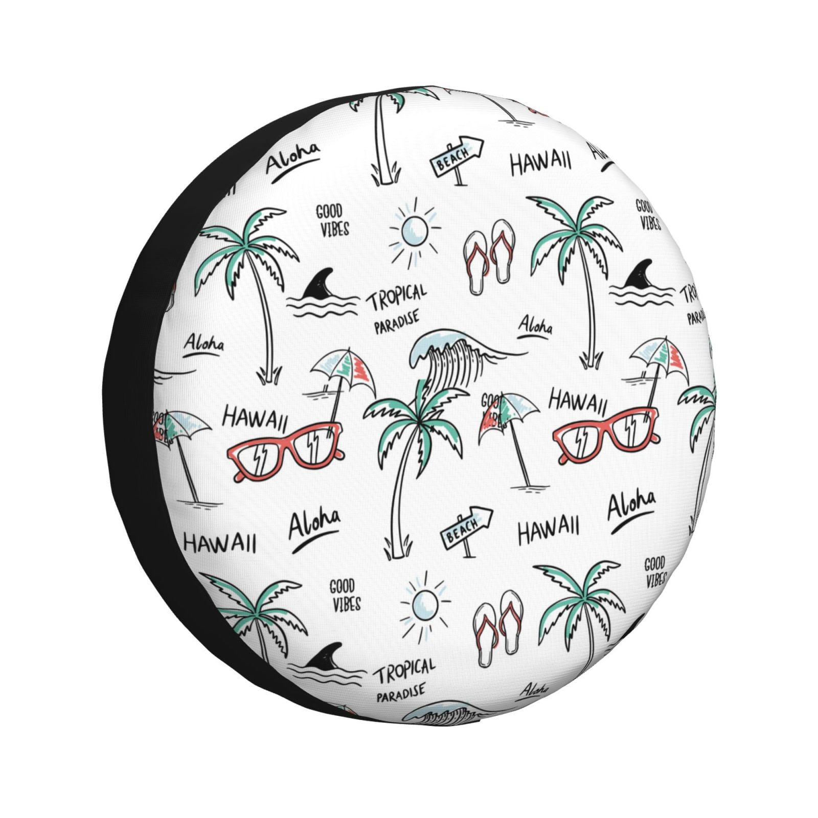 Spare Tire Cover Hawaii Palm trees flip flops Waterproof Sun Protection Universal Tire Covers