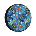 thumbnail image 1 of Spare Tire Cover, Hawaiian Style Shark Wave Skateboard Wheel Cover Tire Covers For Trailers Car Truck Camper Universal Tire Covering Fits Diameter14"-17", 1 of 4