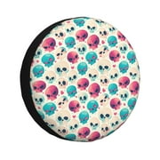 Spare Tire Cover, Heart Skull Cute Wheel Cover Tire Covers For Trailers Car Truck Camper Universal Tire Covering Fits Diameter14"-17"