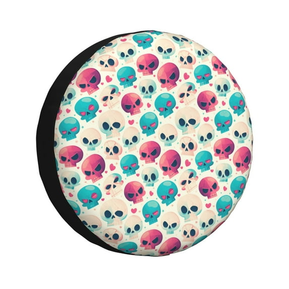 Spare Tire Cover, Heart Skull Cute Wheel Cover Tire Covers For Trailers Car Truck Camper Universal Tire Covering Fits Diameter14"-17"