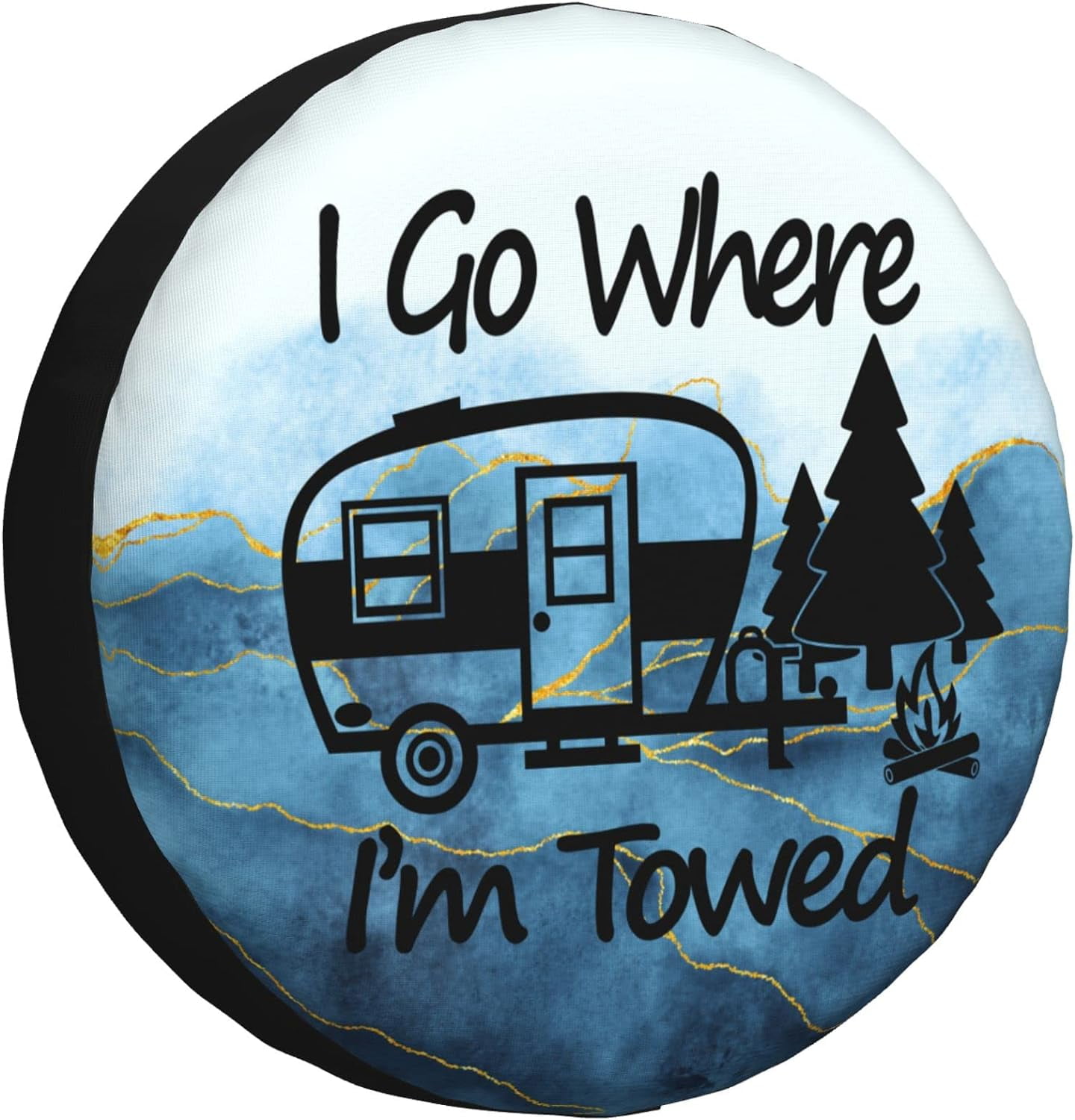 VOCOSTE Spare Tire Cover For 15 Inch Wheels – 190T Polyester, Black, Universal Fit For RV/Trailer