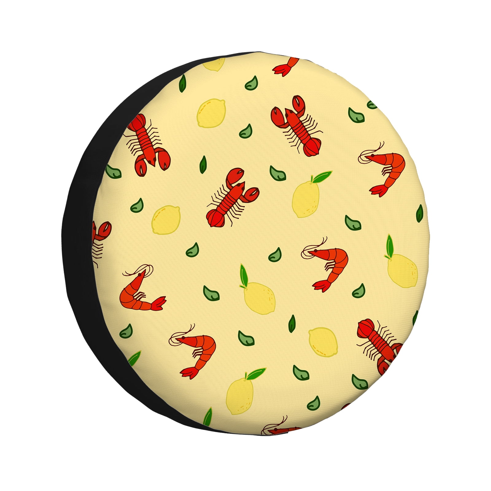 Spare Tire Cover Lemon And Basil Leaf Lobster Shrimp Weatherproof Wheel Covers Universal Fit for
