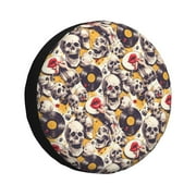 Spare Tire Cover, Lips Record Rock Skull Wheel Cover Tire Covers For Trailers Car Truck Camper Universal Tire Covering Fits Diameter14"-17"