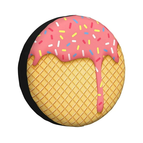 Spare Tire Cover, Pink Ice Cream Wheel Cover Tire Covers for Trailers Car Truck Camper Universal Tire Covering Fits Diameter 17 inch