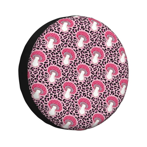 Spare Tire Cover, Pink Leopard Print Mushroom Wheel Cover Tire Covers For Trailers Car Truck Camper Universal Tire Covering Fits Diameter14"-17"