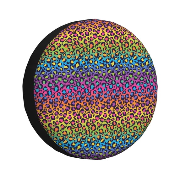 Spare Tire Cover, Rainbow Bright colorful leopard Wheel Cover Tire Covers for Trailers Car Truck Camper Universal Tire Covering Fits Diameter 14 inch