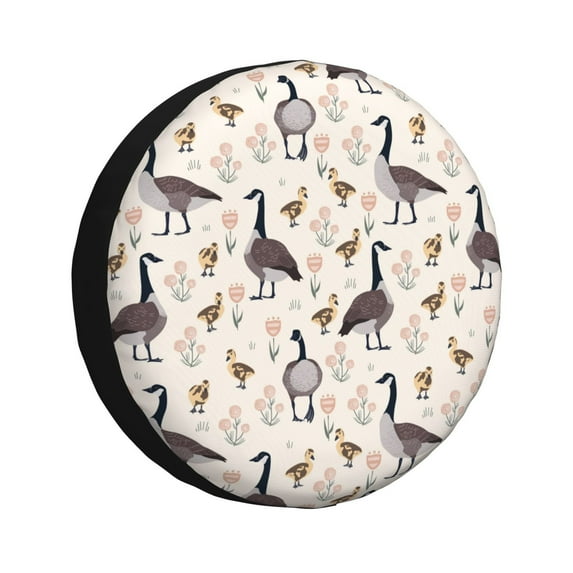 Spare Tire Cover, Rustic Cartoon Cute Duck Flower Wheel Cover Tire Covers For Trailers Car Truck Camper Universal Tire Covering Fits Diameter14"-17"