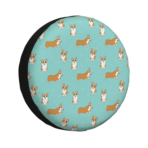 Spare Tire Cover, Sparkling Cute Corgi Dog Funny Wheel Cover Tire Covers For Trailers Car Truck Camper Universal Tire Covering Fits Diameter14"-17"
