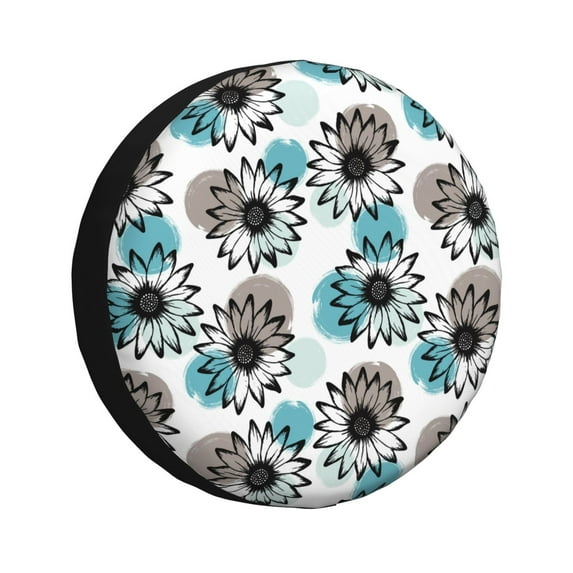 Spare Tire Cover, Sunflowers Blue Green Wheel Cover Tire Covers For Trailers Car Truck Camper Universal Tire Covering Fits Diameter14"-17"