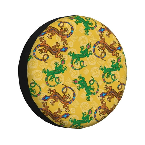 Spare Tire Cover, Tropical Funny Lizard Yellow Wheel Cover Tire Covers For Trailers Car Truck Camper Universal Tire Covering Fits Diameter14"-17"