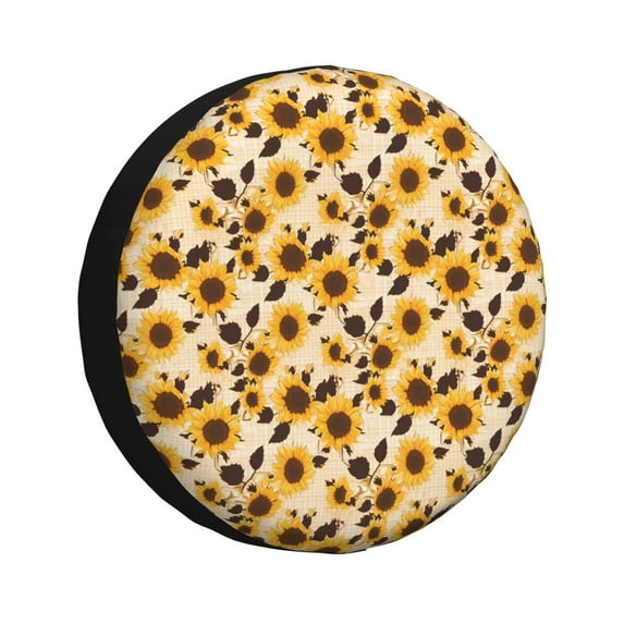 Spare Tire Cover, Vintage Plaid Cute Sunflower Wheel Cover Tire Covers For Trailers Car Truck Camper Universal Tire Covering Fits Diameter14"-17"