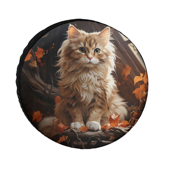 Spare Tire Cover Welcome Fall Cat Wheel Protectors Weatherproof Cat Themed Gift For Cat Lovers Tire Cover Fit for SUV Truck Travel Trailer 12inch