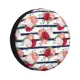 thumbnail image 1 of Spare Tire Cover, White Pink Red Carnations Flowers Wheel Cover Tire Covers For Trailers Car Truck Camper Universal Tire Covering Fits Diameter14"-17", 1 of 4