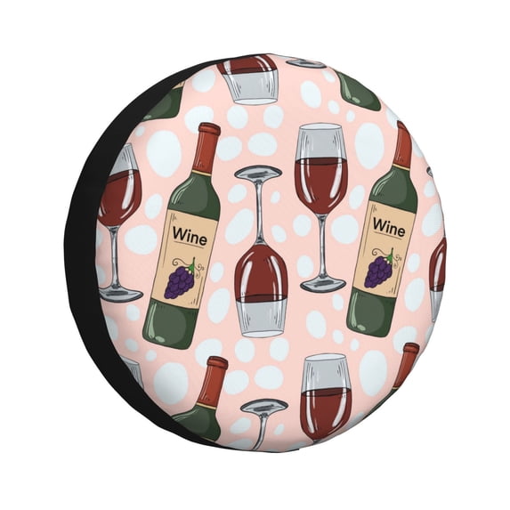 Spare Tire Cover, Wine Print No.J920 Wheel Cover Tire Covers For Trailers Car Truck Camper Universal Tire Covering Fits Diameter14"-17"