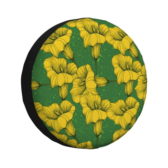 Spare Tire Cover, Yellow Calla Lily Flowers Wheel Cover Tire Covers For Trailers Car Truck Camper Universal Tire Covering Fits Diameter14"-17"