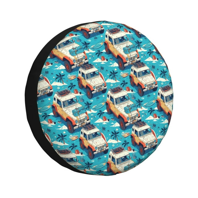 Spare Tire Cover, coconut tree travel SUV Tire Covers for Trailer, RV