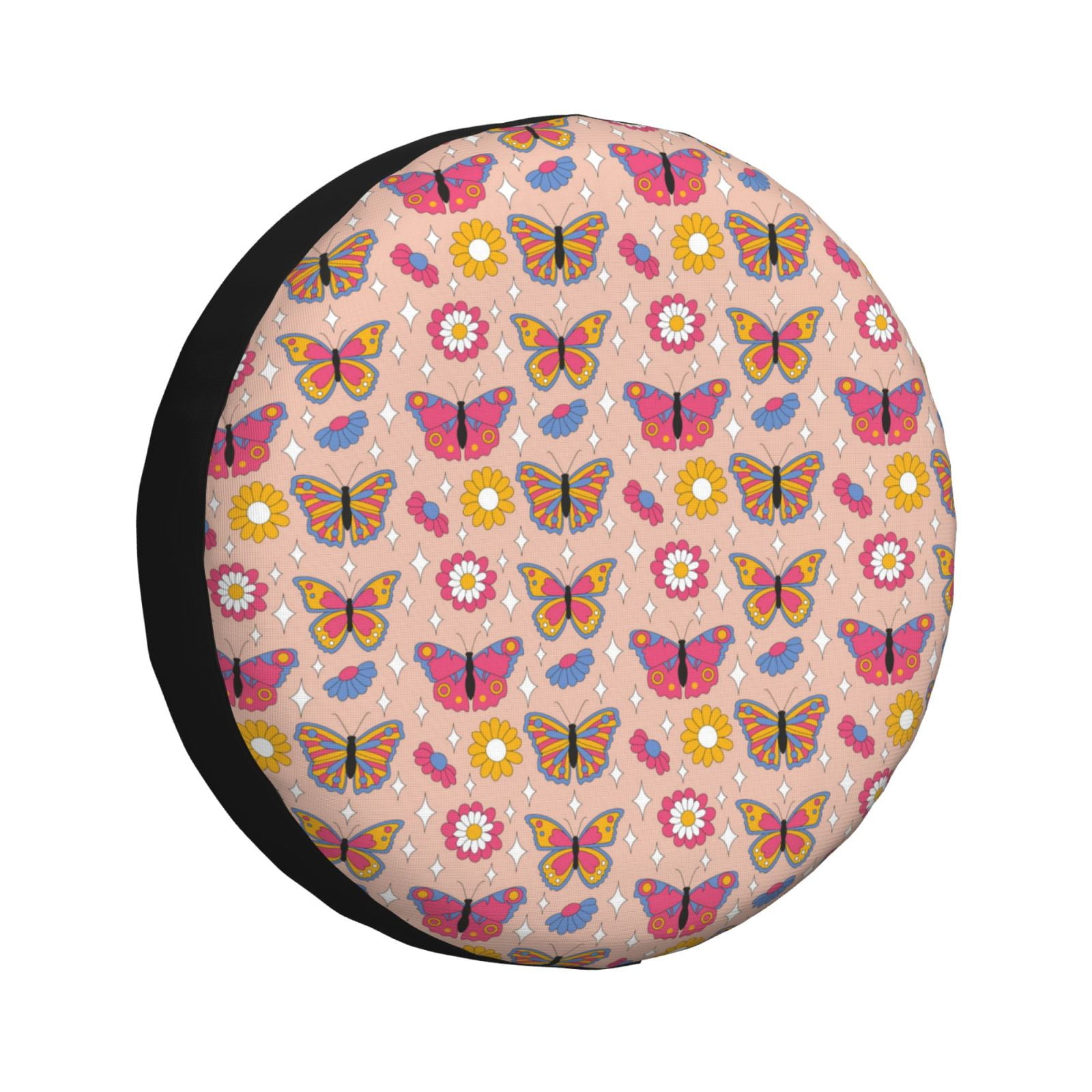 Spare Tire Cover, colorful Butterfly Daisy Wheel Cover Tire Covers for Trailers Car Truck Camper