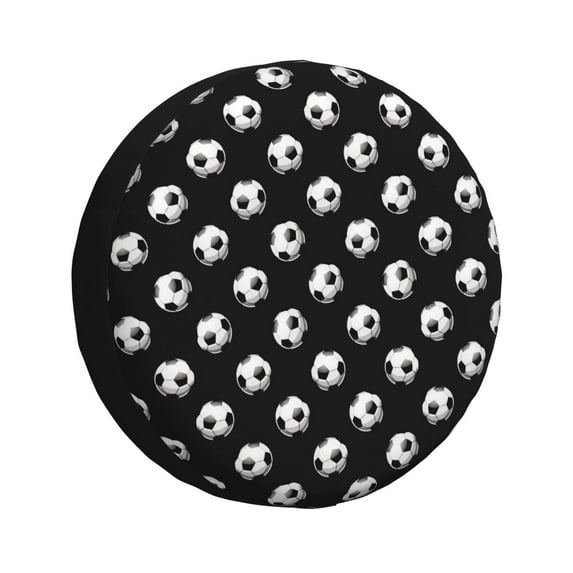 Spare Tire Cover, football soccer ball black Wheel Cover Tire Covers for Trailers Car Truck Camper Universal Tire Covering Fits Diameter 16 inch