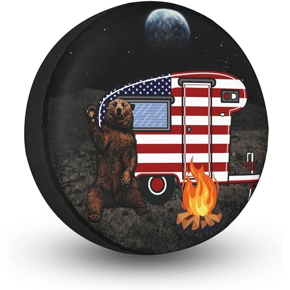 Spare Tire Cover for RV, Trailer, SUV, Off-Road Vehicle, Camper, Trucks Waterproof Sun Protection Black
