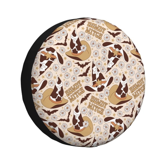 Spare Tire Cover, halloween cow hat daisy Wheel Cover Tire Covers for Trailers Car Truck Camper Universal Tire Covering Fits Diameter 14 inch