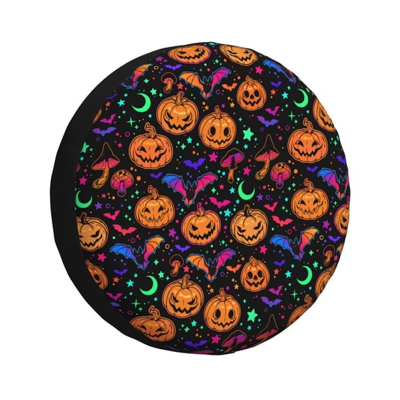 Spare Tire Cover, halloween pumpkin bat Wheel Cover Tire Covers for Trailers Car Truck Camper Universal Tire Covering Fits Diameter 15 inch