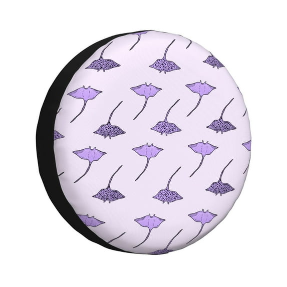 Spare Tire Cover, purple Stingray Fish Cute Dots Wheel Cover Tire Covers for Trailers Car Truck Camper Universal Tire Covering Fits Diameter 14 inch