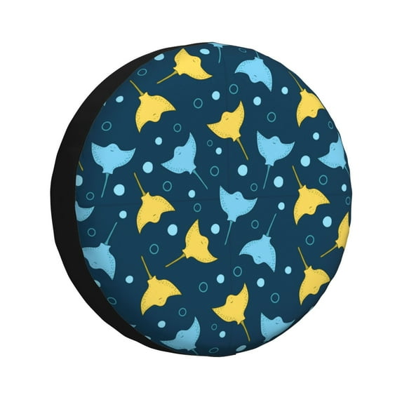Spare Tire Cover, stingray cute navyblue dots Wheel Cover Tire Covers for Trailers Car Truck Camper Universal Tire Covering Fits Diameter 17 inch