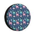 thumbnail image 1 of Spare Tire Cover, Сute lamas cactus rainbow navyblue Wheel Cover Tire Covers for Trailers Car Truck Camper Universal Tire Covering Fits Diameter 15 inch, 1 of 7