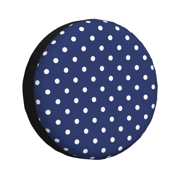 Spare Tire Cover, white polka dots dark blue Wheel Cover Tire Covers for Trailers Car Truck Camper Universal Tire Covering Fits Diameter 14 inch