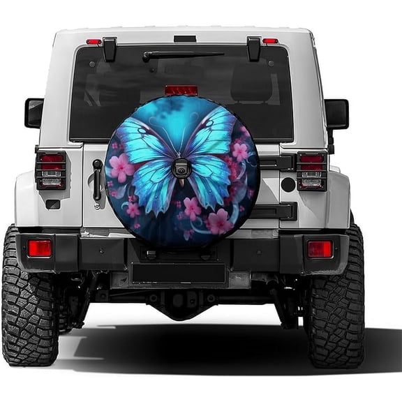 Spare Tire Cover with Backup Camera Hole, Universal Wheel Tire Cover Tire Protectors for Trailer RV Van SUV Truck Camper and Many Vehicle