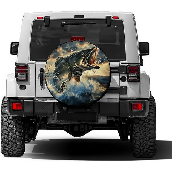 Spare Tire Cover with Backup Camera Hole, Universal Wheel Tire Cover Tire Protectors for Trailer RV Van SUV Truck Camper and Many Vehicle