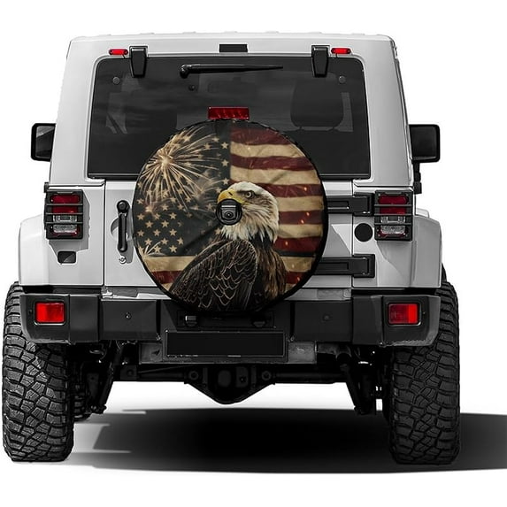 Spare Tire Cover with Backup Camera Hole, Universal Wheel Tire Cover Tire Protectors for Trailer RV Van SUV Truck Camper and Many Vehicle