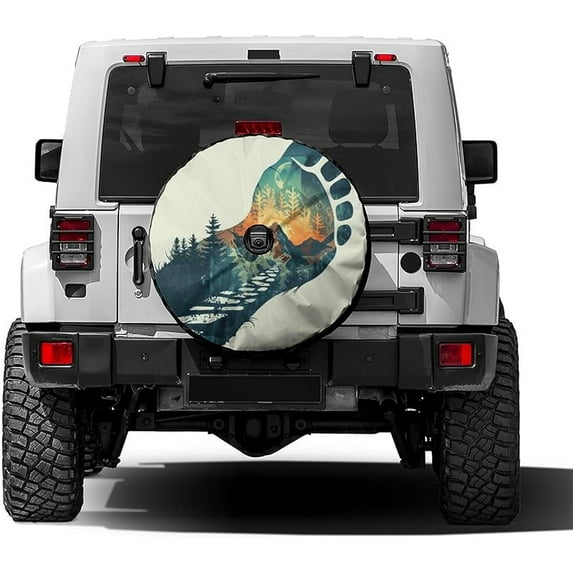 Spare Tire Cover with Backup Camera Hole, Universal Wheel Tire Cover Tire Protectors for Trailer RV Van SUV Truck Camper and Many Vehicle