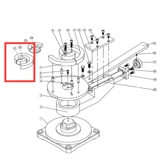 Spare parts for SBG-30, Cast-Iron Steel Frame Scroll Bender with 5” Toolings