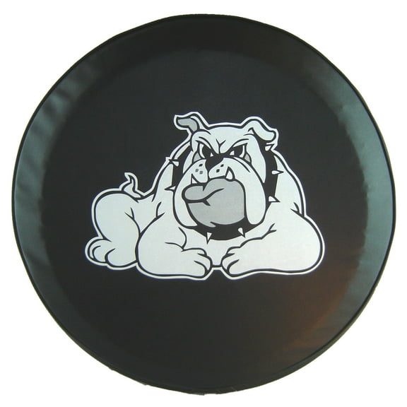 SpareCover - ABC Series Bulldog on 28" Tuxedo Black Vinyl Tire Cover - Made in USA only